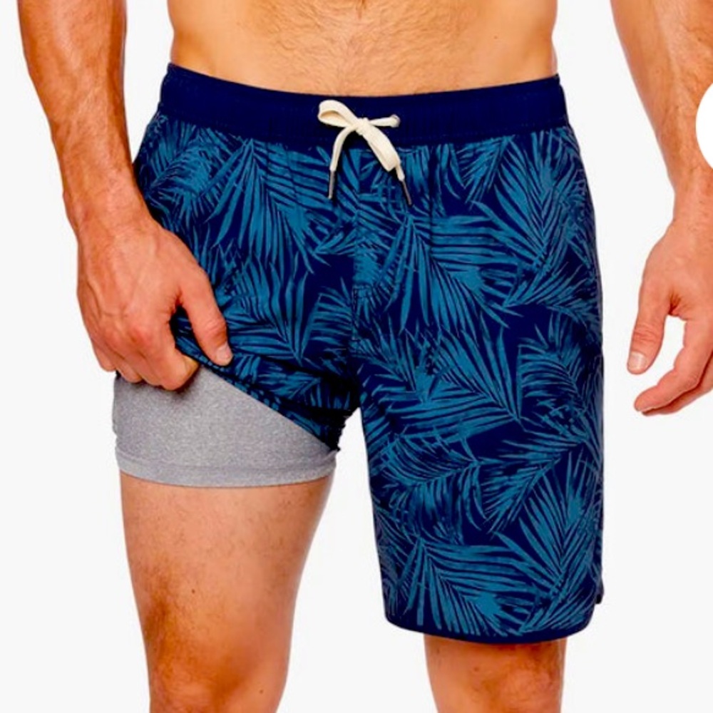 NWOT Fair Harbor Swim Trunks Men's gray floral Anchor 8” inseam M